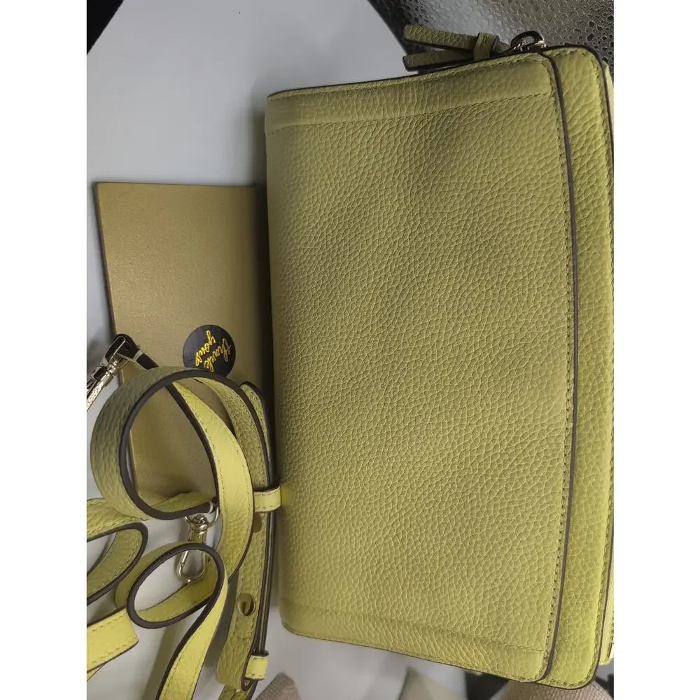 Kate Spade NY Suns Out Pale Yellow Pebbled Leather Wallet Crossbody Bag